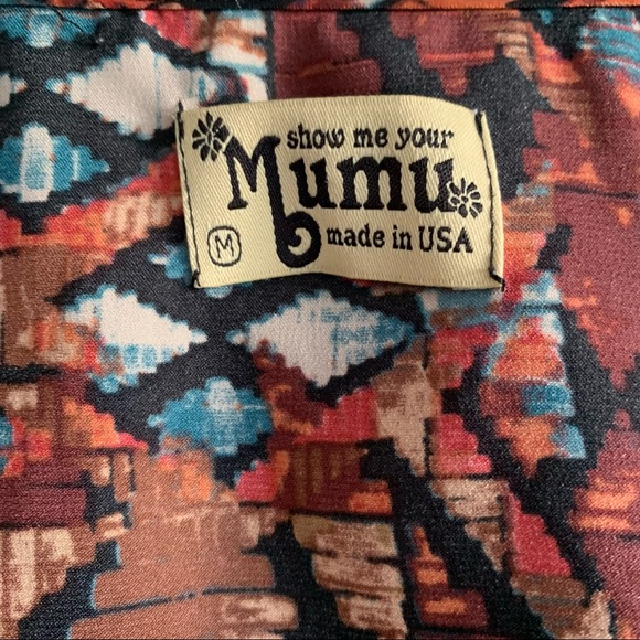 Show Me Your MuMu Geometric pattern boho printed blouse draped sleeve - Picture 4 of 10